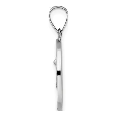 14K White Gold Hollow St Michael Medal Pendant – view 3