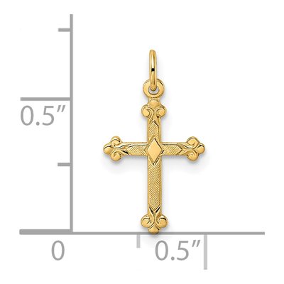 14K Yellow Gold Textured Cross Pendant – view 4