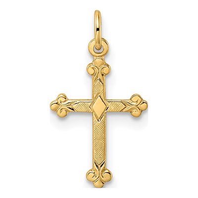 14K Yellow Gold Textured Cross Pendant
