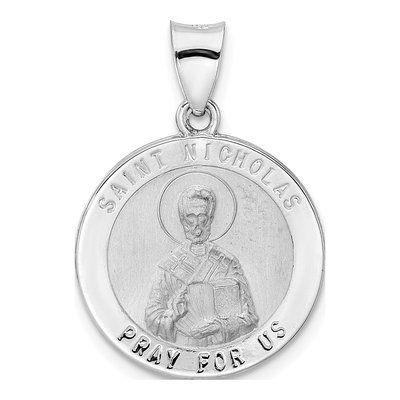 14K White Gold St. Nicholas Medal Pendant