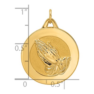 14K Yellow Gold Praying Hands Serenity Prayer Pendant – view 4