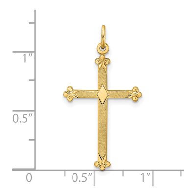 14K Yellow Gold Textured Diamond-Shape Cross Pendant – view 4
