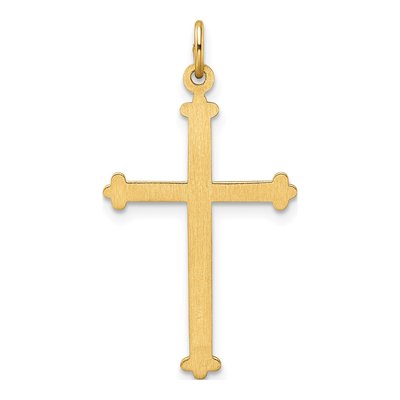 14K Yellow Gold Textured Diamond-Shape Cross Pendant – view 5