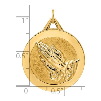 14K Yellow Gold Praying Hands Serenity Prayer Pendant – view 4