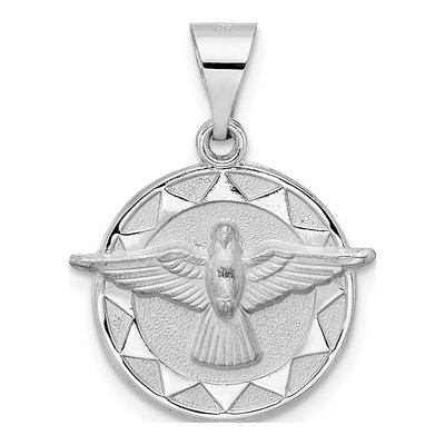 14K White Gold Holy Spirit Medal Pendant