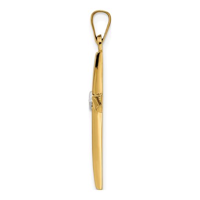 14K Two-Tone Gold Diamond-Shape Cross Pendant – view 3