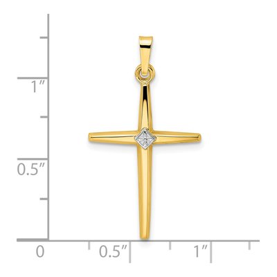 14K Two-Tone Gold Diamond-Shape Cross Pendant – view 4