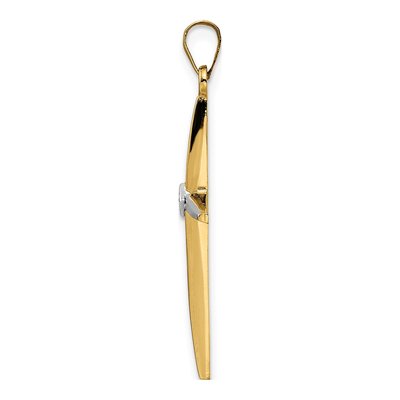 14K Two-Tone Gold Diamond-Shape Cross Pendant – view 3