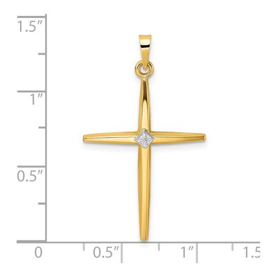 14K Two-Tone Gold Diamond-Shape Cross Pendant – view 4