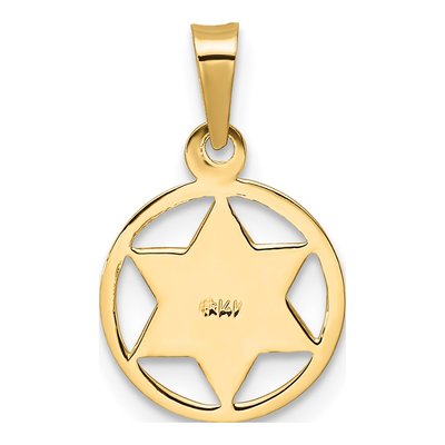 14K Yellow Gold Blue Enamel Star of David Pendant – view 5