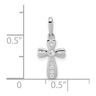 14K White Gold CZ Cross Pendant – view 4