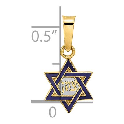 14K Gold Blue & White Enamel Star of David Pendant – view 4