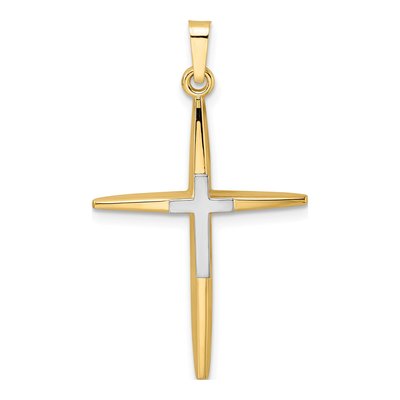 14K Two-Tone Gold Double Cross Pendant