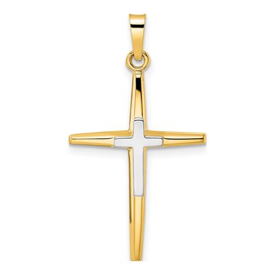 14K Two-Tone Gold Double Cross Pendant