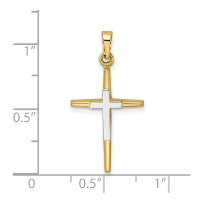 14K Two-Tone Gold Double Cross Pendant – view 4