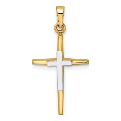 14K Two-Tone Gold Double Cross Pendant