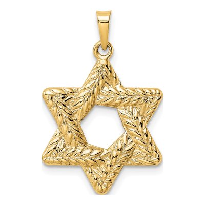 14K Yellow Gold Star of David Pendant