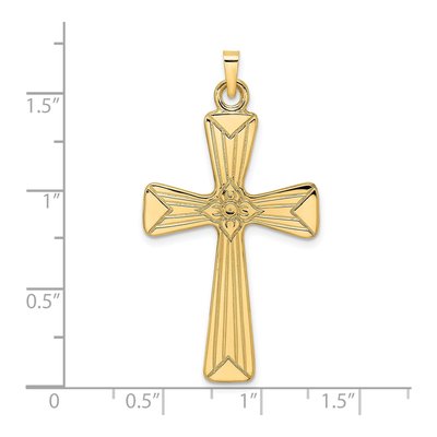 14K Yellow Gold Flower Cross Pendant – view 4