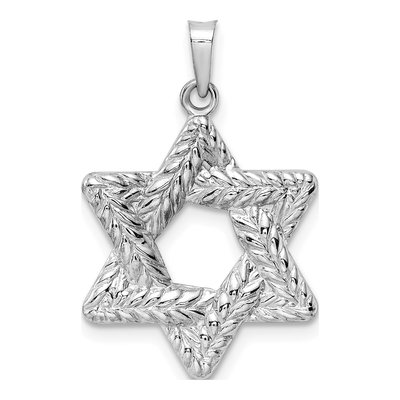 14K White Gold Star of David Pendant