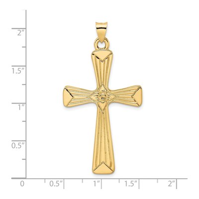 14K Yellow Gold Center Flower Cross Pendant – view 4
