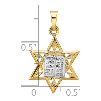 14K Two-Tone Gold Star of David Torah Pendant – view 4
