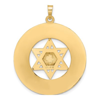14K Two-Tone Gold Star of David Torah Pendant – view 5