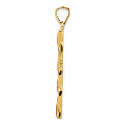 14K Yellow Gold Hollow Twisted Cross Pendant – view 3