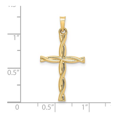 14K Yellow Gold Hollow Twisted Cross Pendant – view 4