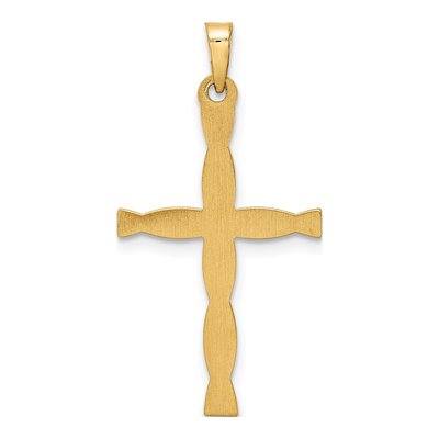 14K Yellow Gold Hollow Twisted Cross Pendant – view 5