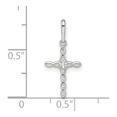 14K White Gold CZ Cross Pendant – view 4