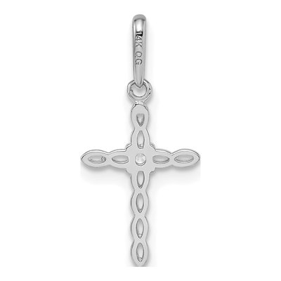 14K White Gold CZ Cross Pendant – view 5