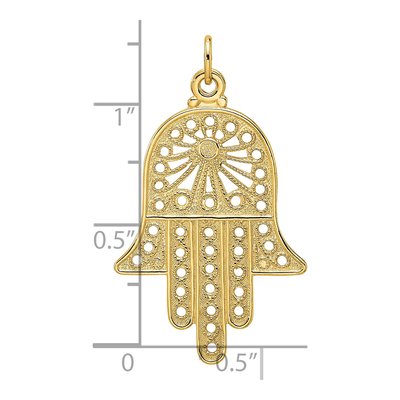 14K Yellow Gold Filigree Hamsa Pendant – view 4
