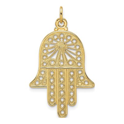 14K Yellow Gold Filigree Hamsa Pendant