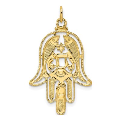 14K Yellow Gold Hamsa Pendant