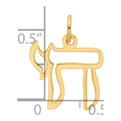 14K Yellow Gold Chai Symbol Outline Pendant – view 4
