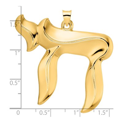 14K Yellow Gold Extra Large Chai Symbol Pendant – view 4