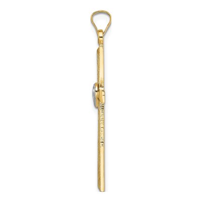 14K Two-Tone Gold Double Hearts Cross Pendant – view 3