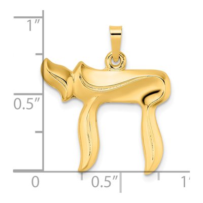 14K Yellow Gold Hollow Chai Symbol Pendant – view 4