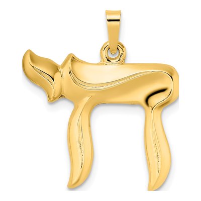 14K Yellow Gold Hollow Chai Symbol Pendant