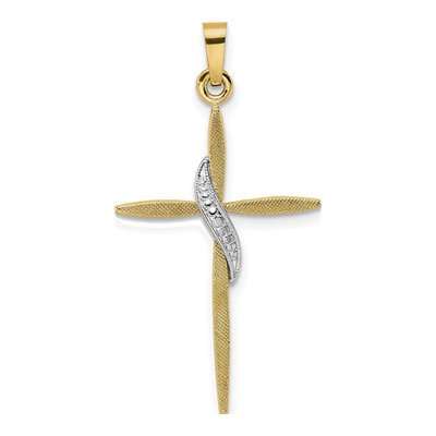 14K Two-Tone Gold Methodist Cross Pendant