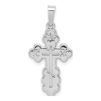 14K White Gold Eastern Orthodox Cross Pendant