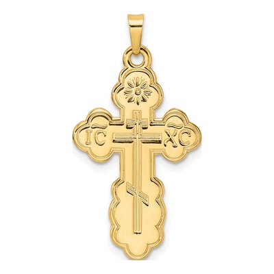 14K Yellow Gold Eastern Orthodox Cross Pendant