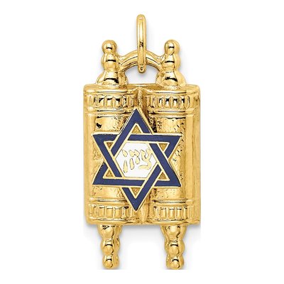 14K Yellow Gold Star of David Torah Pendant
