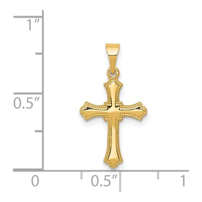 14K Yellow Gold Budded Cross Pendant – view 4