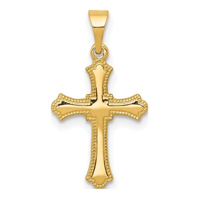 14K Yellow Gold Budded Cross Pendant