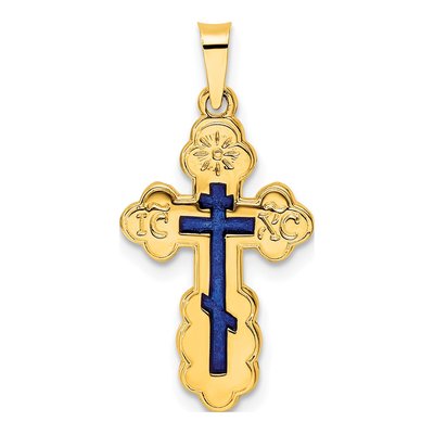 14K Yellow Gold Eastern Orthodox Cross Pendant