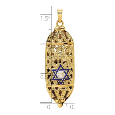 14K Yellow Gold Mezuzah Star of David Pendant – view 4