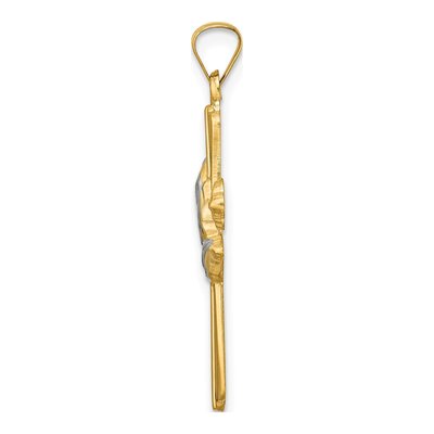 14K Yellow Gold Praying Hands Cross Pendant – view 3