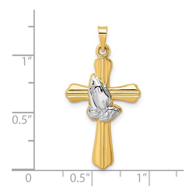14K Yellow Gold Praying Hands Cross Pendant – view 4