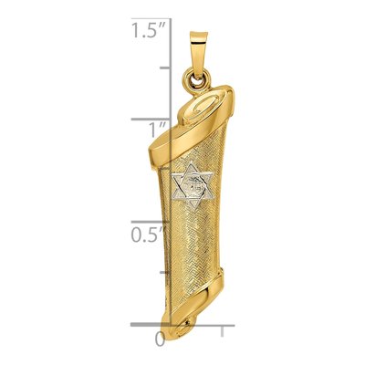 14K Two-Tone Gold Torah Scroll Star of David Pendant – view 4